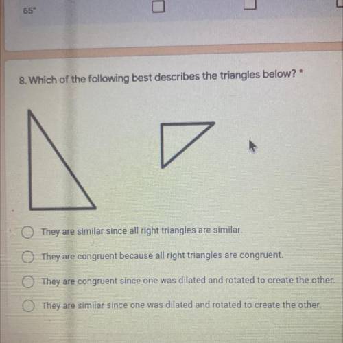 Which of the following best describes the triangles below