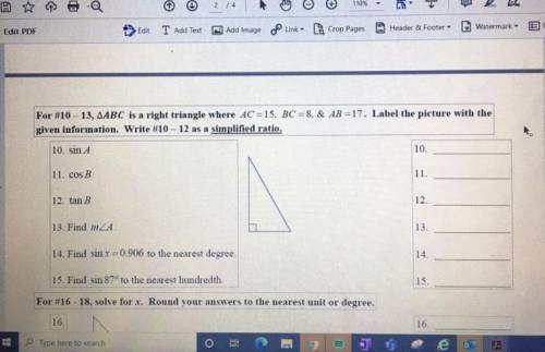 Please help me with this trigonometry work!