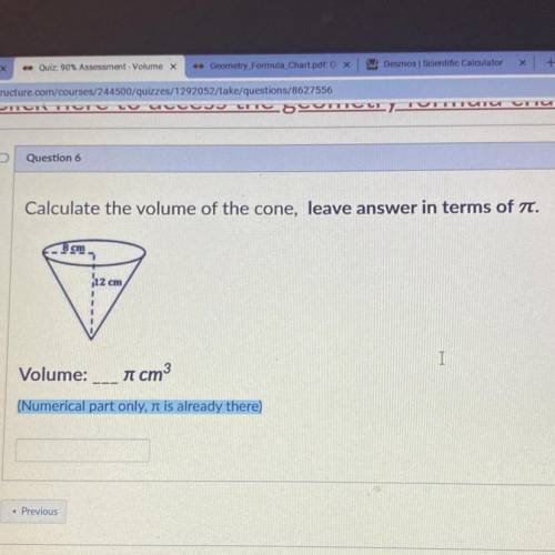 Calculate the volume of the cone