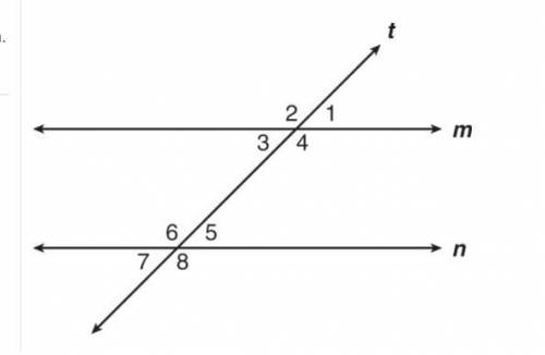 Parallel Lines m and n are cut by a transversal, t, as shown. If m∠3 is 60°, what is the m∠5?

Se
