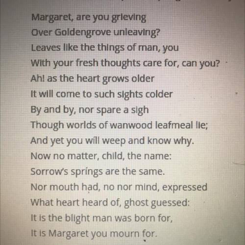 What is the theme of the poem Spring and Fall by Gerard Manley Hopkins?

Margaret are you grievi