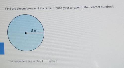 Find the circumference of the circle. Round your answer to the nearest hundredth. 3 in. The circumf