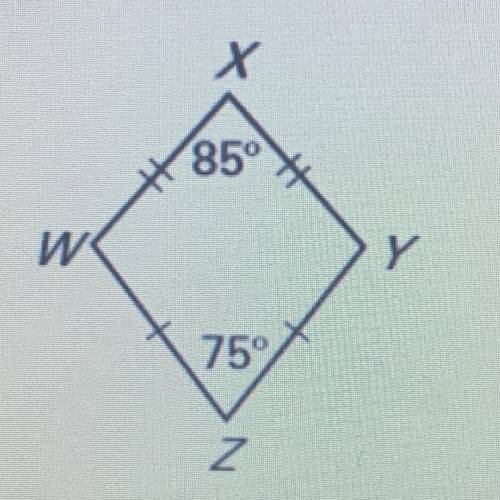 W X Y Z is a kite. Find the measure of angle W.