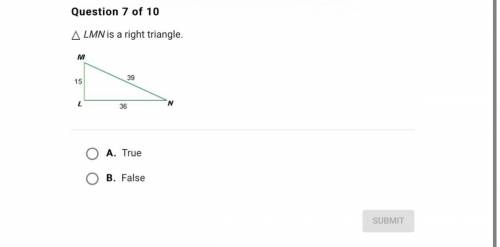 Is LMN a right triangle?