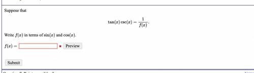 Write f(x) in terms of sin(x) and cos(x).