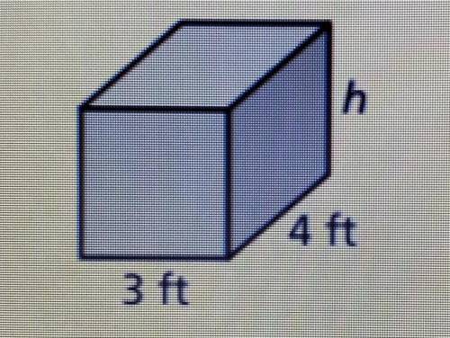 The volume of the rectangular prism must be at least 36 cubic feet. Write and solve an inequality t