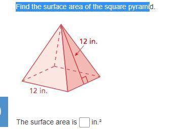 Find the surface area of the square pyramid.