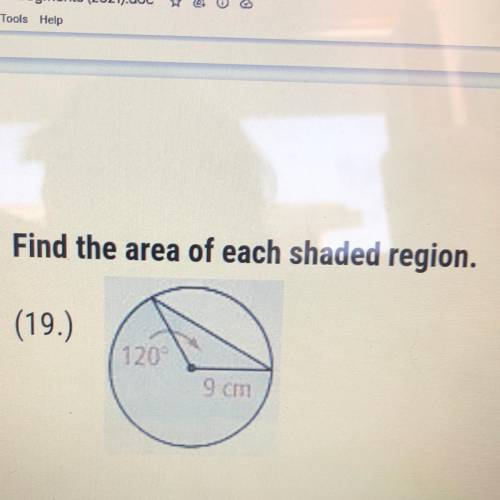 Find the area of each shaded region.