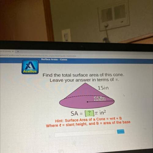 Find the total surface area of this cone