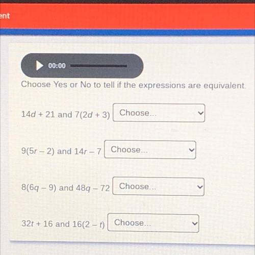 Choose yes or no to tell if the expressions are equivalent.