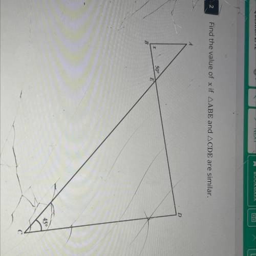 Find the value of X if triangle ABE and triangle CDE are similar