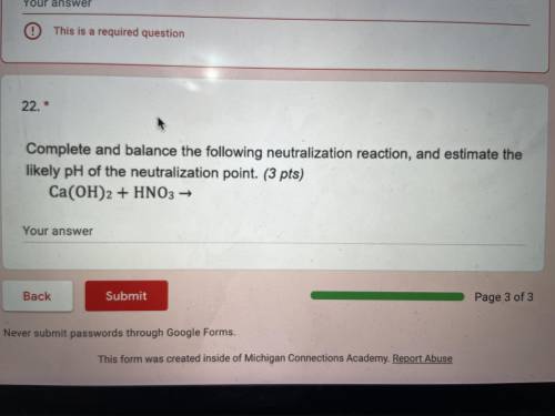 Complete and balance the following neutralization reaction, and estimate the likely pH of the neutr
