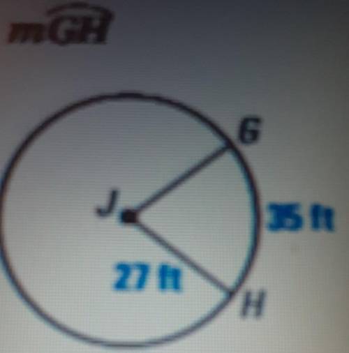 Find the measure of arc GH​