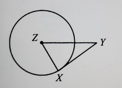 Given that XY is tangent to circle Z, ZY = 35.61 and XY = 28. What is the measure of XZ?​