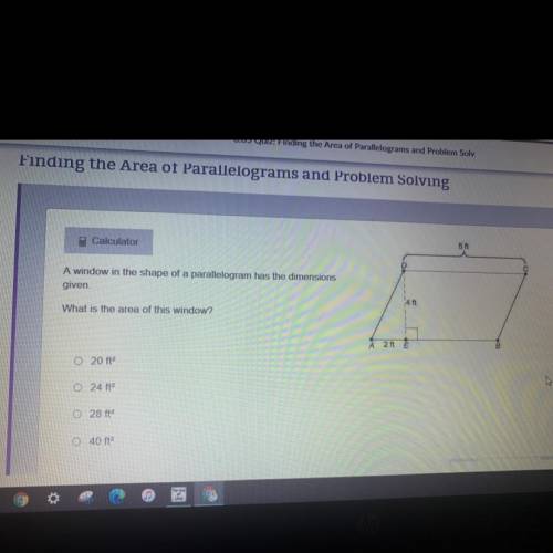 Finding the Area of Parallelograms and Problem Solving

51
Calculator
A window in the shape of a p