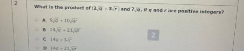 What is the product if q and r are positive integers?

Please refer to the image to answer the que