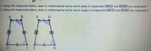 Please answer one or both questions

(For the picture below)
1. Using the trapezoids below, state