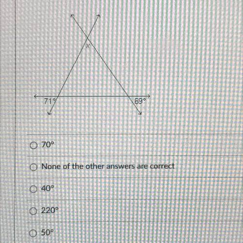 Three lines intersect to form the triangle shown below. What is the value of x in degrees?