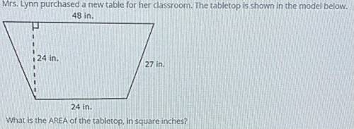 Mrs.Lynn purchased a new table for her class room. The tabletop is shown in the model below.

What