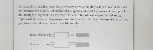 Olivia and her children went into a grocery store where they sell peaches for $2 each and mangos fo