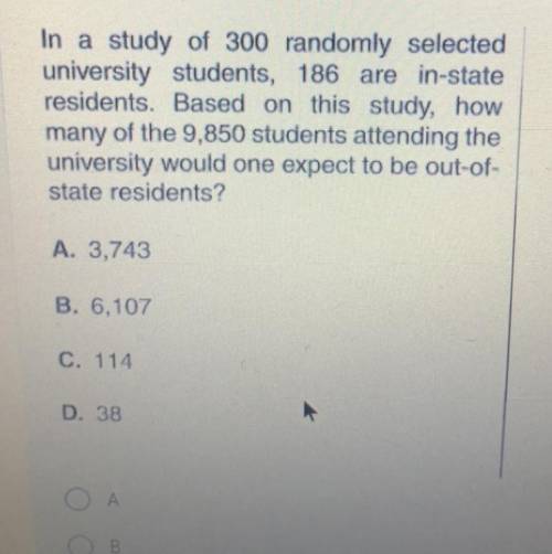 In a study of 300 randomly selected

university students, 186 are in-state
residents. Based on thi