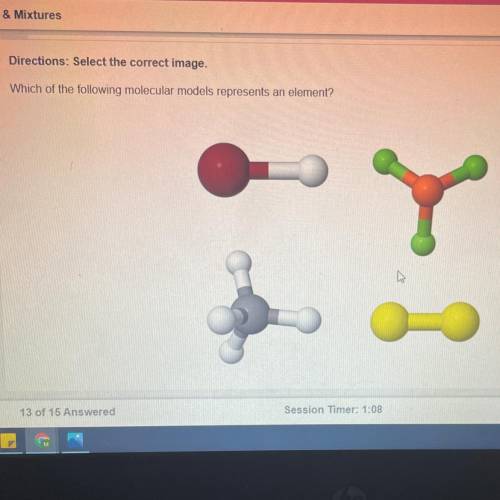 Which of the following molecular models represents an element?
