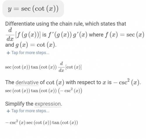 Find the dy/dx if y=sec(cotx)​