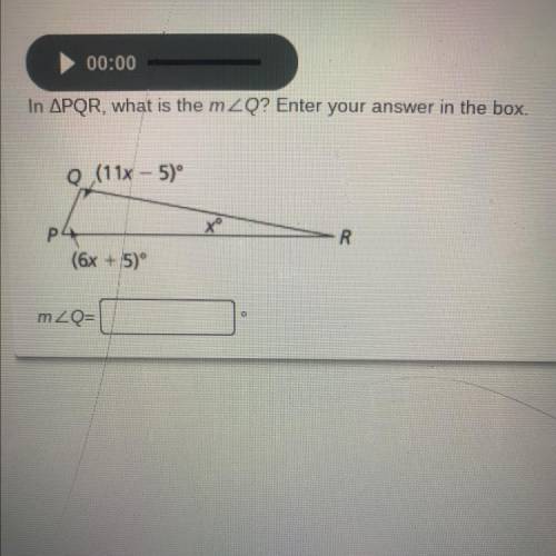 In APQR, what is the mZQ? Enter your answer in the box.