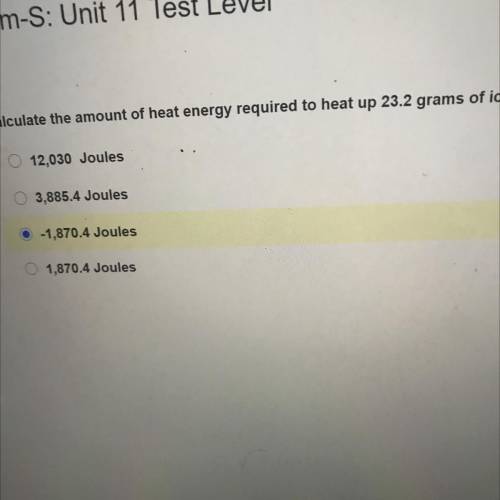 Chem-S: Unit 11 Test Level

Calculate the amount of heat energy required to heat up 23.2 grams of