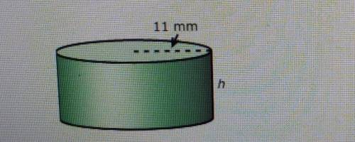 The volume of this cylinder is 4,939.22 cubic millimeters. What is the height? Use a 3.14 and round