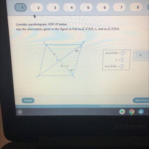 Find m < EAD,x , and m < EDA
Help please