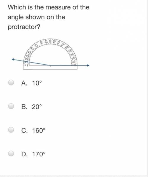 Which is the measure of the angle shown on the protractor?