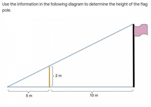 Use the information in the following diagram to determine the height of the flag pole.

Explain PL