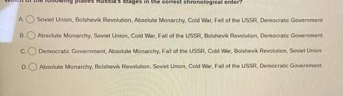 Which of the following places Russia's stages in the correct chronological order?