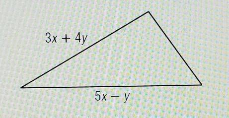 The measures of two sides of a triangle are given. If P is the perimeter, and P=10x+5y, find the me