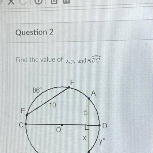 Find the value of x,y and mBC