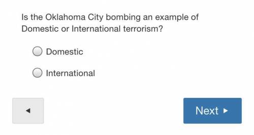 Is the oklahoma city bombing an example of domestic or international terrorism?