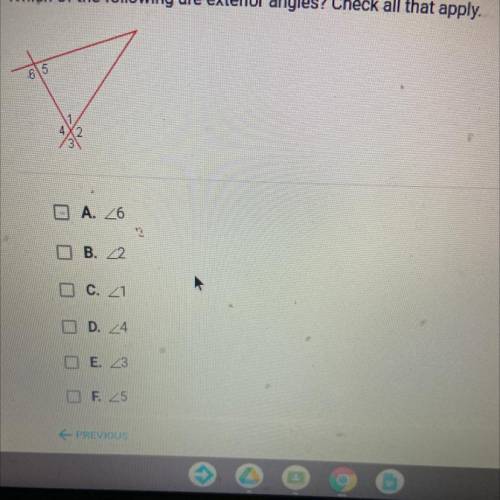 Which of the following are exterior angles? Check all that apply.