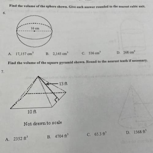 Volume - geometry.. i need help with these two questions.. anyone know ?