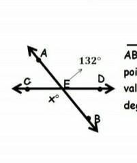 AB intersects CD at point E. What is the value of X in degrees?​