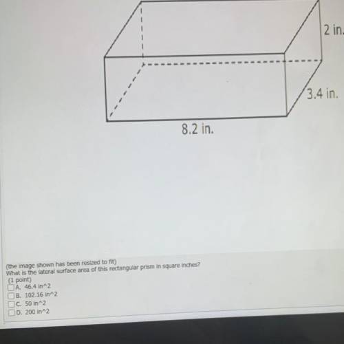 What is the lateral surface area of this rectangular prism in square inches?
