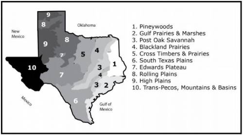 He map shows the various ecoregions of Texas. Which ecoregion is most vulnerable to wind erosion fr