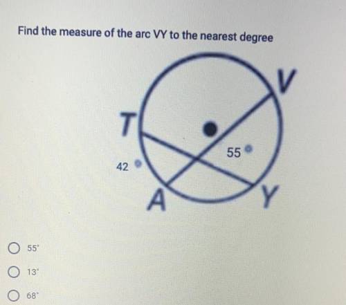 Find the measure of arc VY.
Will mark brainliest if correct.