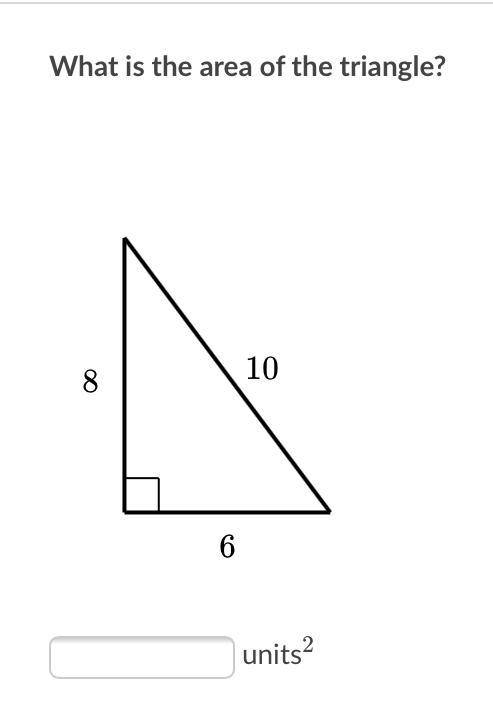 What is the area of the triangle? 8,10,6-please answer this question quick but I did not have time