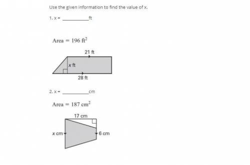 Help!
please find the area of these two shapes