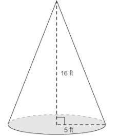 What is the exact volume of the cone?

A 80π ft³
B 4003π ft³
C 400π ft³
D 418710π ft³