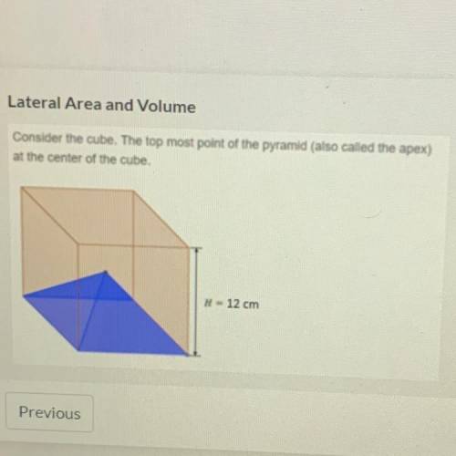What is the volume of the square pyramid inside of the cube? Round to the nearest tenth if necessar