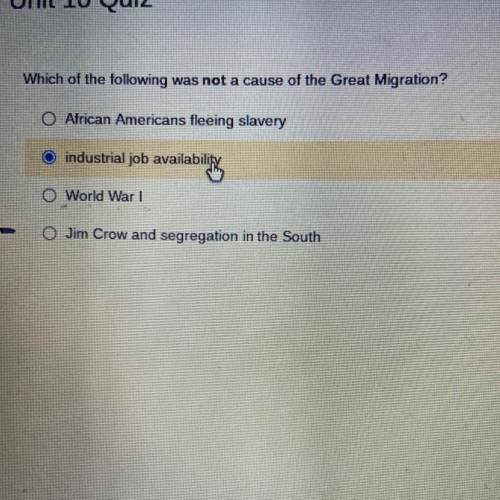 Which of the following was not a cause of the Great Migration??