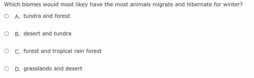 Which biomes would most likey have the most animals migrate and hibernate for winter?