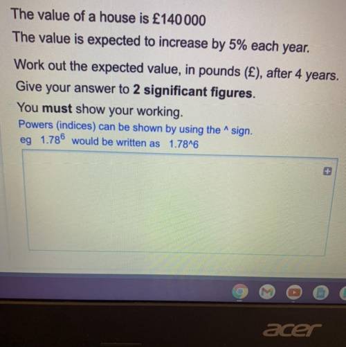 The value of a house is £140 000

The value is expected to increase by 5% each year.
Work out the